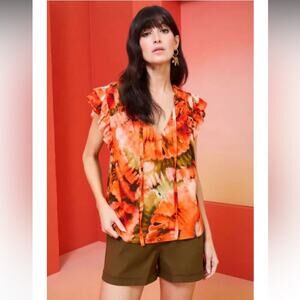 Marie Oliver Phoebe Ruffle Blouse in Shell Fan XS